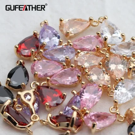 GUFEATHER,10pcs/lot,M610,jewelry accessories,18k gold plated,copper,zircon pendant,pass REACH,nickel free,water drop,diy earring - AliExpress 36