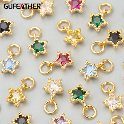 GUFEATHER ME90,jewelry accessories,18k gold rhodium plated,copper,nickel free,zircon,charms,jewelry making,diy pendants,6pcs/lot - AliExpress 36