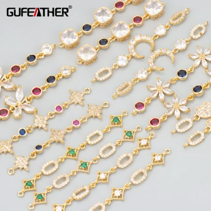 GUFEATHER MD72,jewelry accessories,18k gold rhodium plated,copper,zircons,charms,diy necklace bracelet,jewelry making,4pcs/lot - AliExpress 36