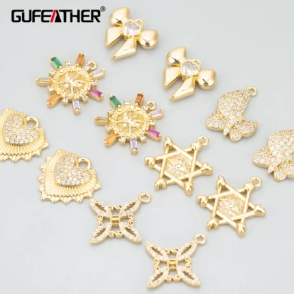 GUFEATHER,4pcs/lot,MG56,jewelry accessories,18k gold rhodium plated,copper,nickel free,zircon,charms,diy pendants,jewelry making - AliExpress 36