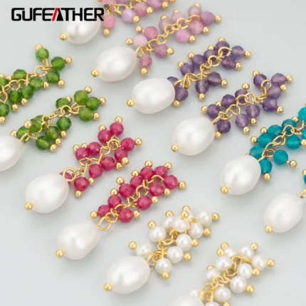 GUFEATHER,2pcs/lot,MI04,jewelry accessories,18k gold plated,copper,natural pearl stone,hand made,jewelry making,diy pendants - AliExpress 36