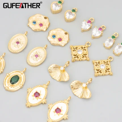 GUFEATHER MF50,jewelry accessories,18k gold rhodium plated,copper,nickel free,zircon,charms,jewelry making,diy pendants,6pcs/lot - AliExpress 36