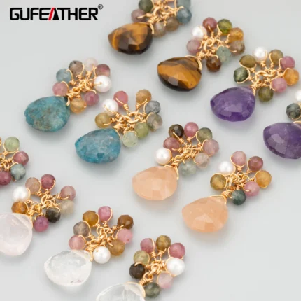 GUFEATHER,2pcs/lot,MI07,jewelry accessories,18k gold plated,copper,natural stone,hand made,diy pendants,jewelry making - AliExpress 36