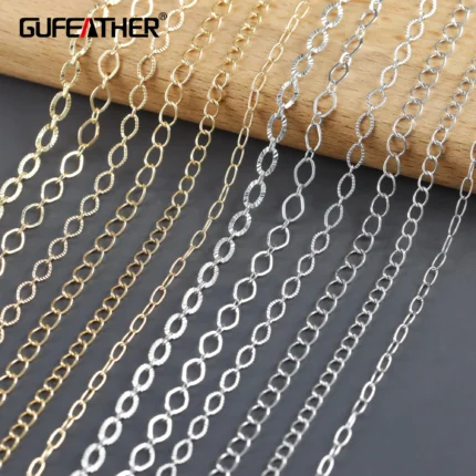 GUFEATHER C277,diy thin chain,18k gold rhodium plated,copper,pass REACH,nickel free,diy bracelet necklace,jewelry making,3m/lot - AliExpress 36
