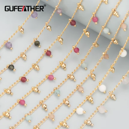 GUFEATHER C59,jewelry accessories,pass REACH,nickel free,18k gold plated,copper metal,natural stone,diy chain necklace,1m/lot - AliExpress 36