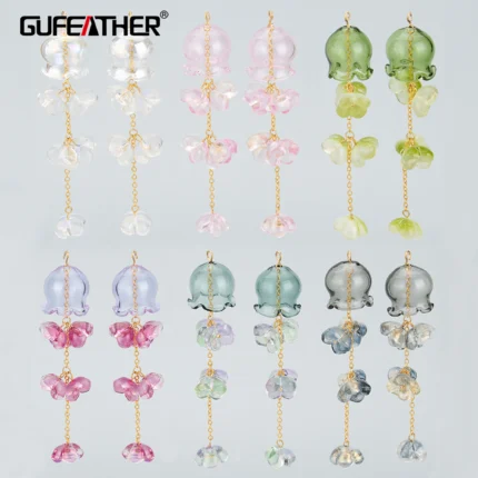 GUFEATHER MD40,jewelry accessories,18k gold plated,glass,flower shape,charms,jewelry making,hand made,diy pendants,4pcs/lot - AliExpress 36