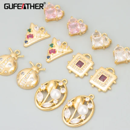 GUFEATHER MF19,jewelry accessories,18k gold rhodium plated,copper,zircons,hand made,charms,jewelry making,diy pendants,6pcs/lot - AliExpress 36
