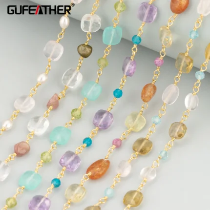 GUFEATHER,50cm/lot,C462,chain,18k gold plated,copper,nickel free,natural stone,hand made,jewelry making,diy bracelet necklace - AliExpress 36