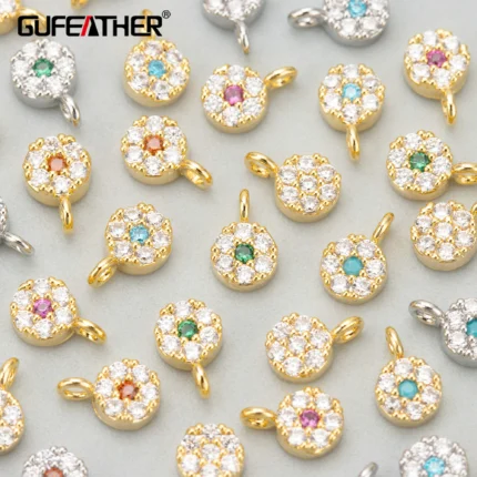 GUFEATHER,10pcs/lot,MG18,jewelry accessories,18k gold rhodium plated,copper,zircons,charms,mini size,diy pendants,jewelry making - AliExpress 36