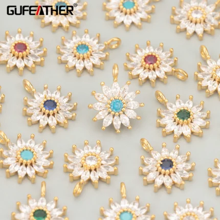 GUFEATHER MF27,jewelry accessories,18k gold rhodium plated,copper,zircons,hand made,charms,jewelry making,diy pendants,4pcs/lot - AliExpress 36