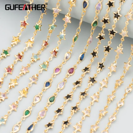 GUFEATHER C314,diy chain,pass REACH,nickel free,18k gold plated,copper ,zircon,jewelry making,diy bracelet necklace,50cm/lot - AliExpress 36