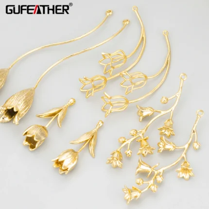 GUFEATHER MF45,jewelry accessories,18k gold plated,copper,nickel free,flower shape,charms,jewelry making,diy pendants,4pcs/lot - AliExpress 36