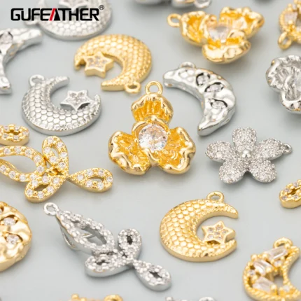 GUFEATHER ME04,jewelry accessories,18k gold rhodium plated,copper,zircons,hand made,charms,jewelry making,diy pendants,6pcs/lot - AliExpress 36