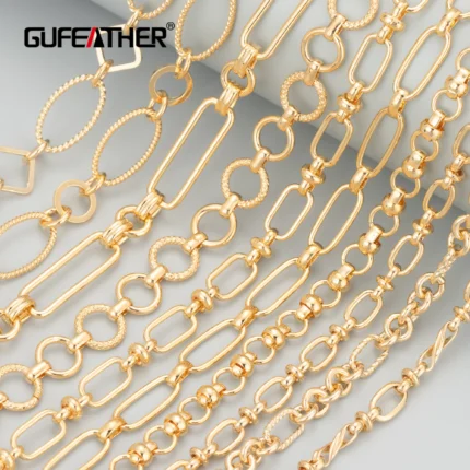 GUFEATHER,1m/lot,C54,diy chain,jewelry accessories,pass REACH,nickel free,18k gold plated,copper,diy necklace,jewelry making - AliExpress 36